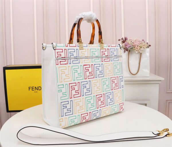 FENDI Sunshine Tote Canvas Bag - Image 8